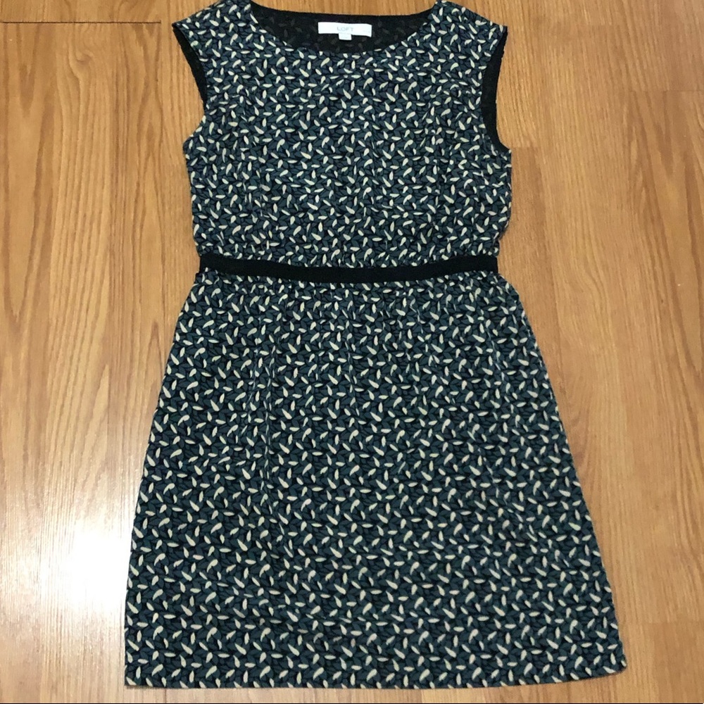 Women’s Petite Small Loft Floral Print Dress with  Ribbon Waist